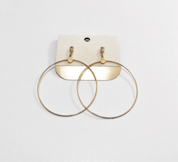 2 3/4" Thin Ring Long Hoops Pierced Post Stud Ear… - image 7