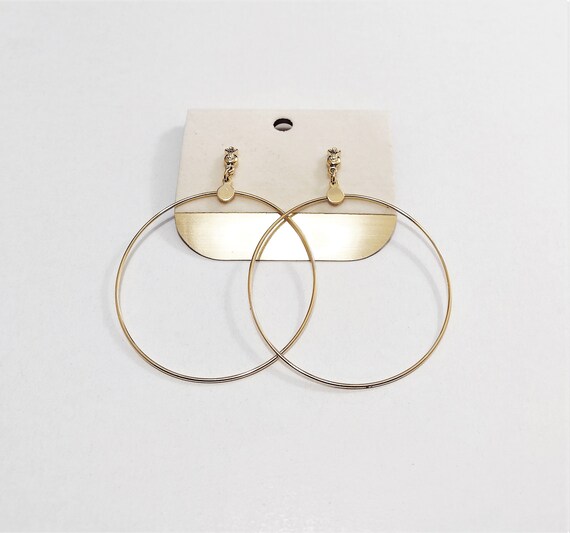 2 3/4" Thin Ring Long Hoops Pierced Post Stud Ear… - image 2