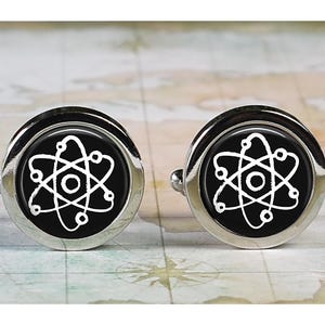 Atomic cufflinks, atom cufflinks, gift for physicist or scientist, graduation gift science physics student cufflinks Father's Day gift