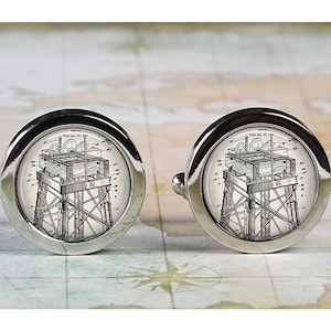 Oil Derrick cufflinks, gift for petroleum engineer oil rig cuff links graduation gift oil and gas cufflinks Father&#39;s Day gift for Dad