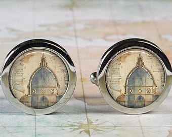 Architect cufflinks, Architectural draftsman cufflinks, gift for architect or draftsman, Florence Duomo, Father's Day or graduation gift