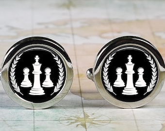 Chess player cufflinks, gift for chess player, chess master, chess tournament cuff links Father's Day gift for Dad strategist cufflinks