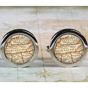 Tennessee cufflinks, Tennessee state map cufflinks TN anniversary or wedding gift for groomsmen retirement gift Father&#39;s Day gift for Dad