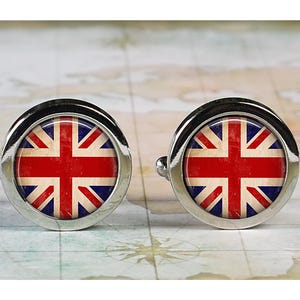 British flag cufflinks, Union Jack cuff links Father&#39;s Day gift English wedding or anniversary gift for groom or groomsmen best man