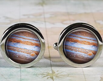 Jupiter cuff links, NASA photo cufflinks outer space planetary celestial cufflinks astronomy cuff links gift for astronomer