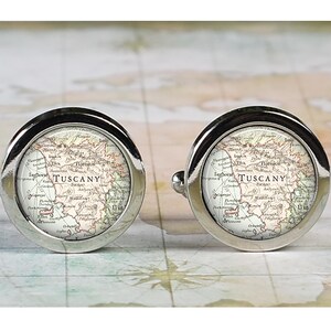 Tuscany cuff links, Tuscany map cufflinks Italian wedding gift anniversary gift for groom gift for groomsmen or best man Father&#39;s Day gift