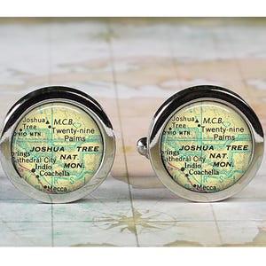 Joshua Tree National Park cufflinks, Twenty-nine Palms Marine Corps Base cufflinks wedding or anniversary gift hiking camping gift