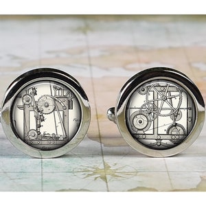 Engineering cufflinks, engineering cufflinks, graduation gift for mechanical engineer, Father&#39;s Day gift for Dad machinery cuff links