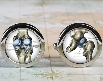 Hip and knee joints, Gray's Anatomy gift for hip and knee surgeon, orthopedist cufflinks orthopaedic or hip knee surgeon gift