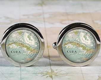 Cuba cufflinks,  Cuba map cufflinks anniversary or wedding gift for groomsmen Cuban heritage gift Father's Day gift for Dad