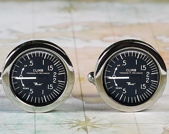 Airplane Gauge VSI Vertical Speed Indicator cuff links gift for pilot or airman Father's Day or groomsmen gift flight instructor gift