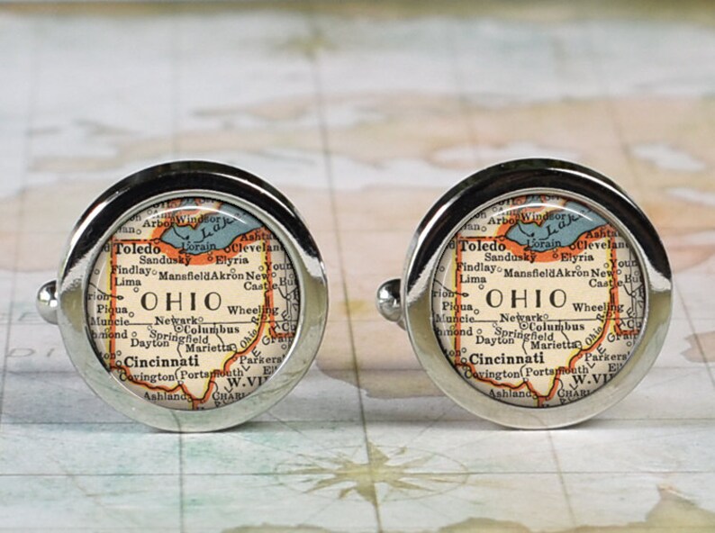 Ohio cufflinks, Ohio map cufflinks wedding or anniversary gift men's gift gift for groomsmen or best man Father's Day gift image 1