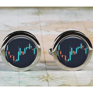 Stock Market cufflinks, gift for stockbroker, investor finance day trader cuff links candlestick graph NYSE gift Father&#39;s Day gift for dad