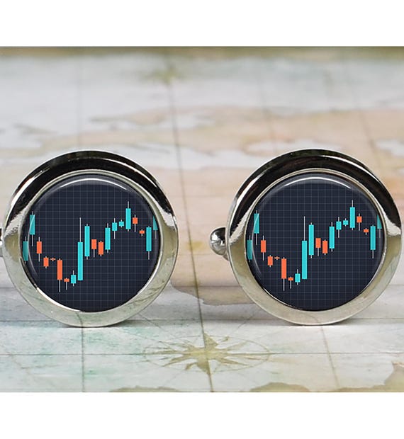 Stock Market cufflinks, gift for stockbroker, investor finance day trader cuff links candlestick graph NYSE gift Father's Day gift for dad