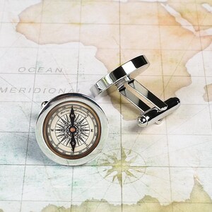 Nautical Compass cufflinks, compass cufflinks graduation gift nautical boating gift for sailor or yachtsman gift for traveler or graduate image 2