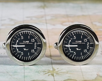 Airplane Altimeter cufflinks, VSI Vertical Speed Indicator cuff links gift for pilot or airman Father's Day or groomsmen gift C01