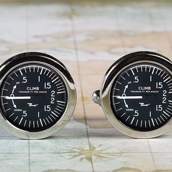 Airplane Altimeter cufflinks, VSI Vertical Speed Indicator cuff links gift for pilot or airman Father's Day or groomsmen gift C01