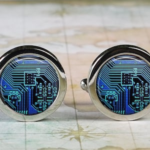 Computer circuit board cufflinks, computer cufflinks gift for computer programmer or engineer Father's Day gift for Dad graduation gift C05