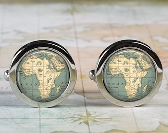 Africa cufflinks, Africa map cufflinks African heritage gift anniversary or wedding gift for groomsmen travel gift Father's Day gift for Dad