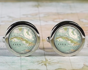 Cuba cufflinks,  Cuba map cufflinks anniversary or wedding gift for groomsmen Cuban heritage gift Father's Day gift for Dad