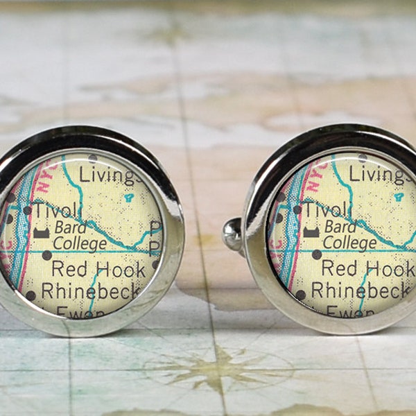 Bard College cufflinks, Red Hook, New York cufflinks graduation gift university map alumni or Father's Day gift college student gift