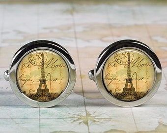 Eiffel Tower cuff links, French cufflinks, gift for architect travel gift Paris, France vacation gift Father's Day gift for Dad