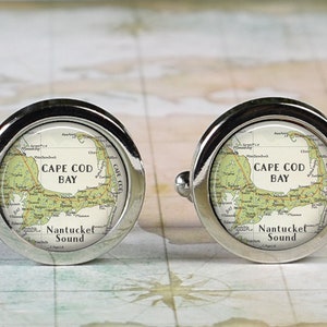 Cape Cod cuff links, Cape Cod map cufflinks wedding gift anniversary gift for groom groomsmen gift for best man Father's Day gift