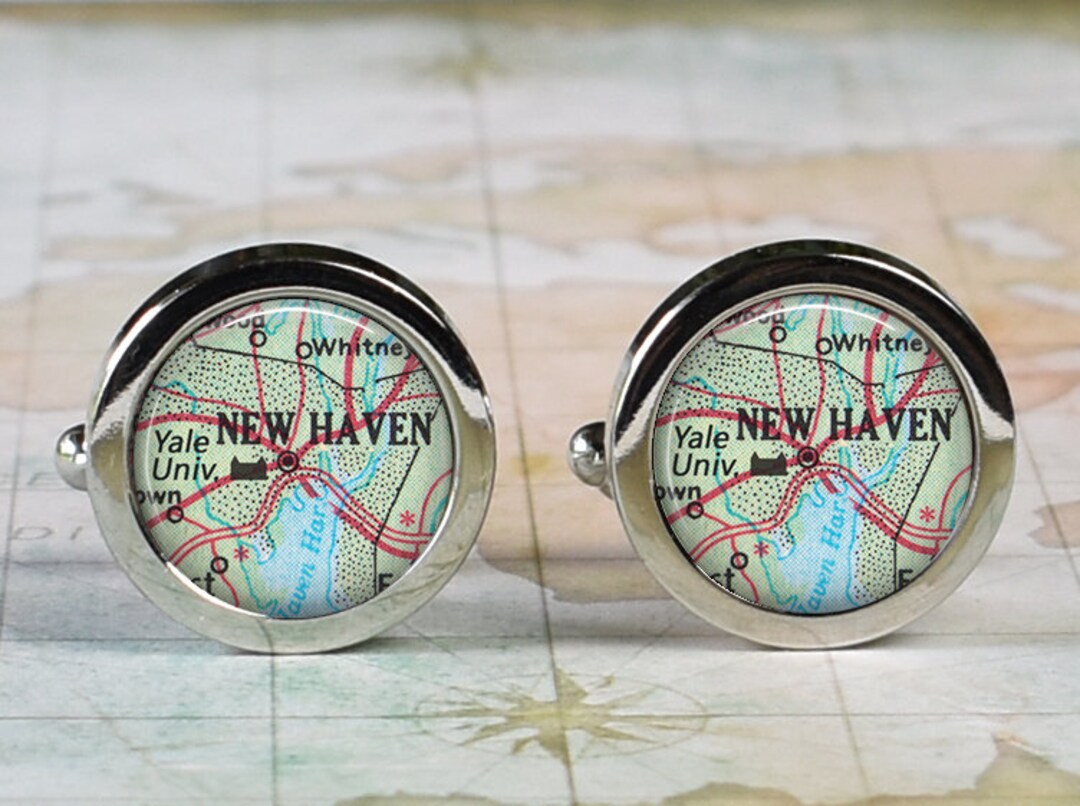 Yale University Cufflinks Yale Map Cufflinks New Haven CT Map Etsy