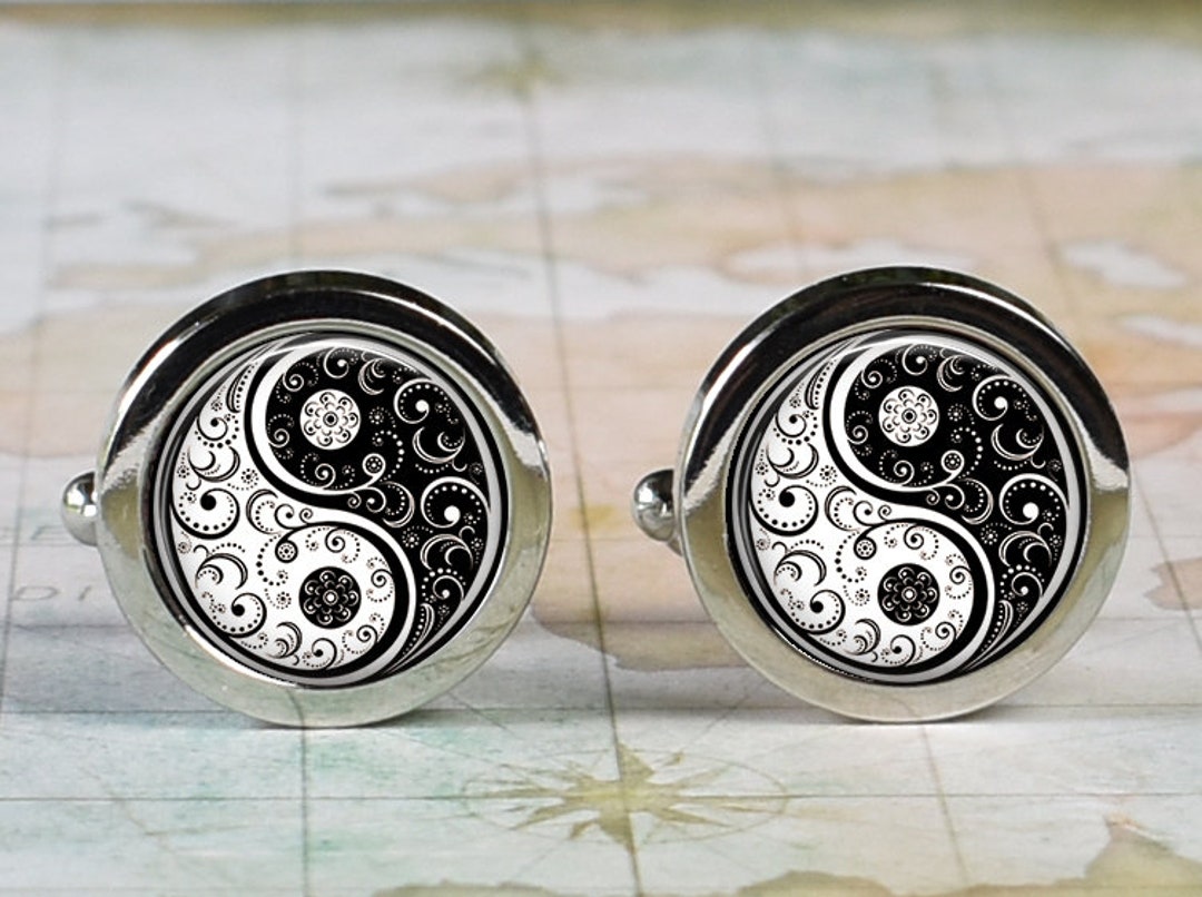 Yin Yang Cufflinks, Yin Yang Artwork Cufflinks Father's Day Gift for