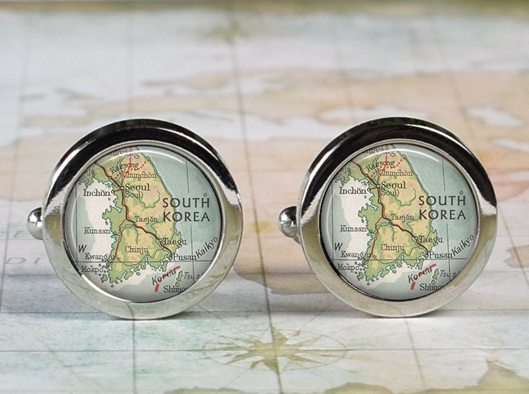 South Korea Map Shape Cufflinks South Korea Map Shape Cufflinks