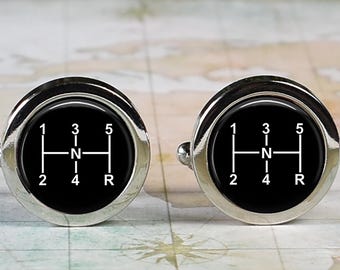 Gemelos de cambio de marchas, gemelos de transmisión de 5 velocidades, gemelos de automóvil, regalo para mecánico de automóviles, gemelos de coche, regalo del Día del Padre
