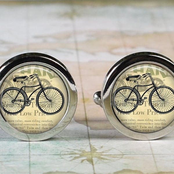 Vintage Bicycle cufflinks, gift for cyclist, cycling cufflinks, antique bicycle gift wedding gift for groomsmen Father's Day gift for Dad