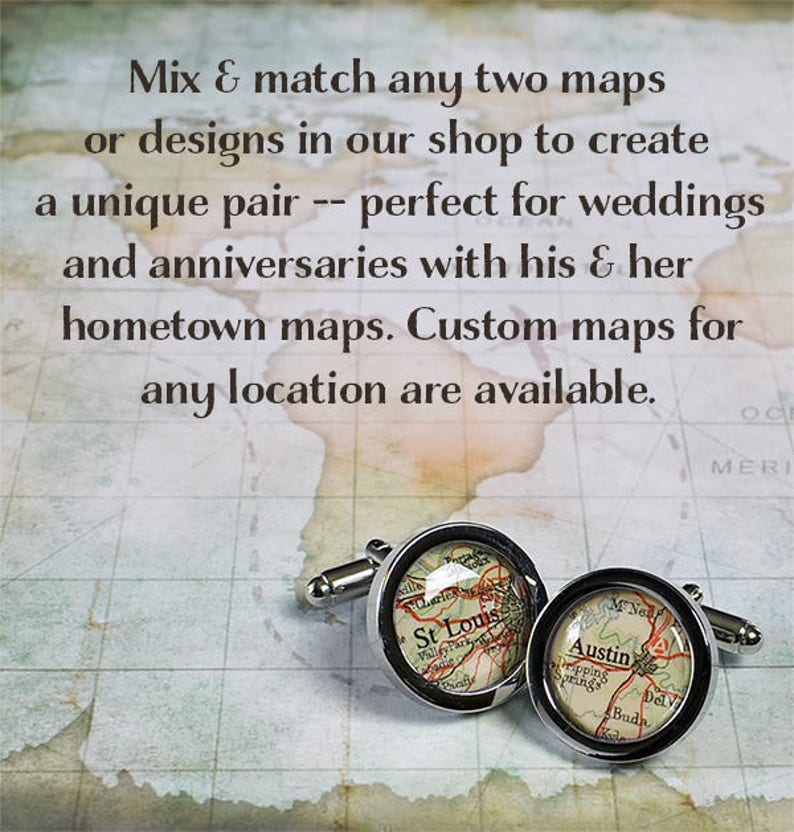 Cabo San Lucas cuff links, Cabo map cufflinks Los Cabos destination wedding gift for groom map cuff links groomsmen or best man gift image 3