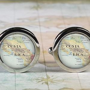 Costa Rica cuff links,  Costa Rica map cufflinks wedding gift anniversary gift for groom gift for him groomsmen best man Father&#39;s Day gift