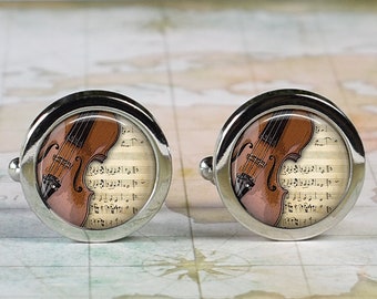 Violin cufflinks, gift for musician or violinist classical music cufflinks gift for music teacher orchestra member music composer