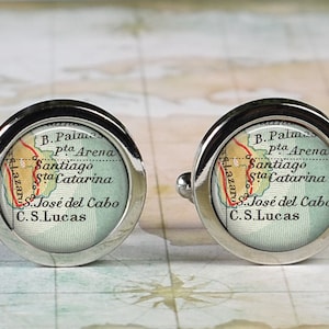 Cabo San Lucas cuff links, Cabo map cufflinks Los Cabos destination wedding gift for groom map cuff links groomsmen or best man gift image 1