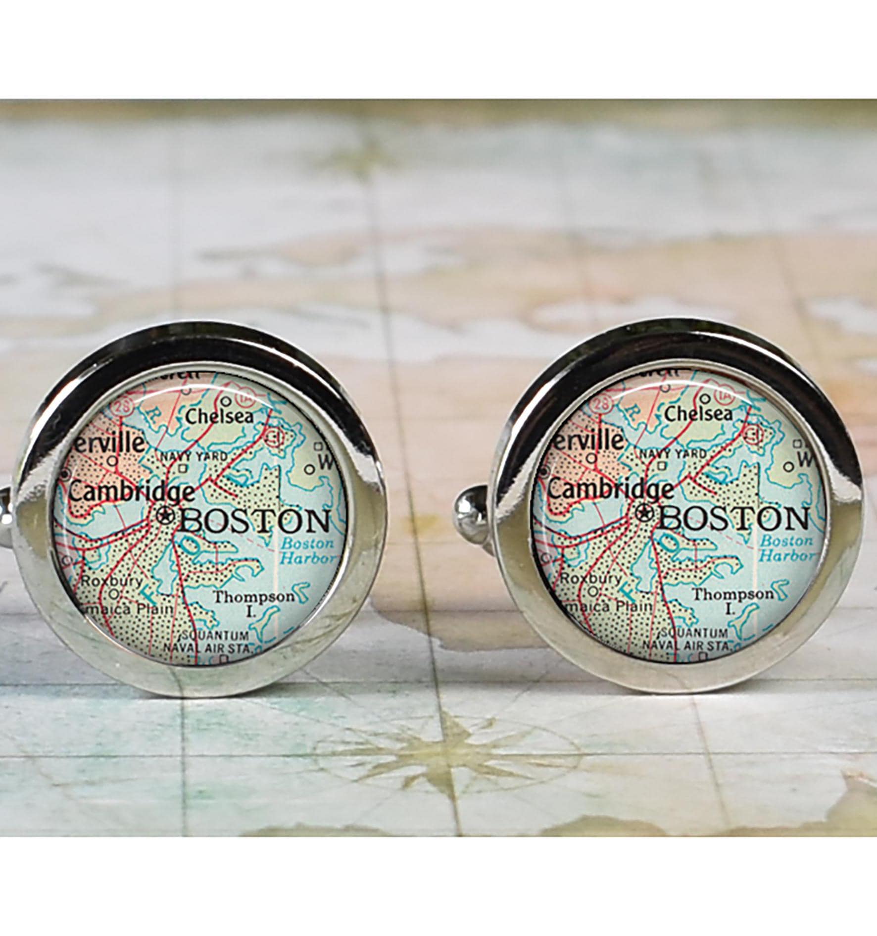 Boston cuff links, Boston map cufflinks wedding gift anniversary gift for groom gift for him groomsmen gift for best man Father's Day gift