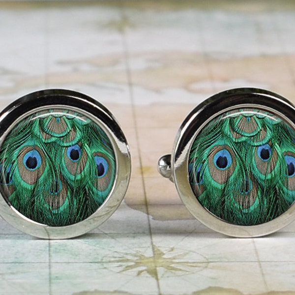 Peacock Cufflinks - Etsy