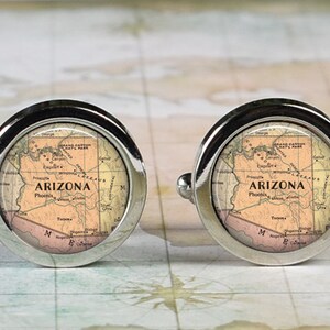 Arizona cuff links, Arizona state map cufflinks wedding gift anniversary gift for groom gift for him groomsmen best man Father&#39;s Day gift