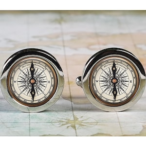 Nautical Compass cufflinks, compass cufflinks graduation gift nautical boating gift for sailor or yachtsman gift for traveler or graduate