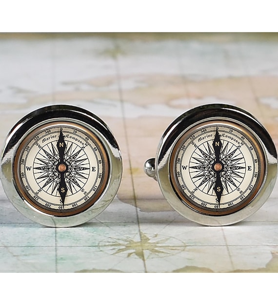 Nautical Compass cufflinks, compass cufflinks graduation gift nautical boating gift for sailor or yachtsman gift for traveler or graduate