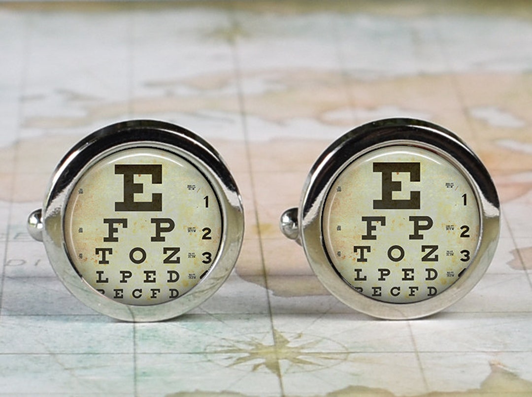 Eye Chart Cufflinks, Ophthalmologist Cufflinks, Gift for Optometrist or