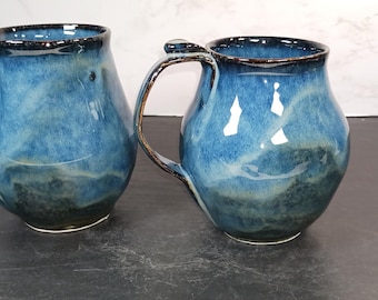 Sapphire Blue Stoneware Mugs
