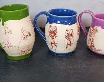 Sepia Hand Jack Russell, Pug, & Golden Retriever Mugs