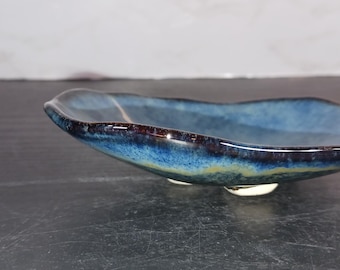 Large Denim Blue Oval Soap dish with Feet