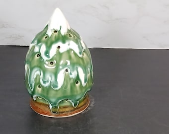 Small Green Lighted Ceramic Christmas Tree
