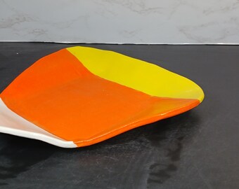 Hand Painted Ceramic Candy Corn Trinket Plate