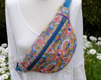 Sac banane multicolore - clip et bandoulière réglable - peace and love