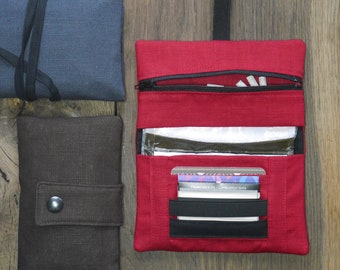 Plain tobacco pouch - linen & cotton - choice of color and closure