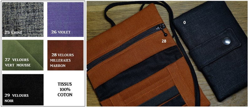 Plain tobacco pouch linen & cotton color and closure of your choice image 6